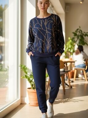 NWT Size Small jennifer Lopez Chain Link 3/4 Sleeve Career Blouse Top
